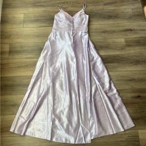 NWOT Satin Lilac Corset Ballgown with long slit Large